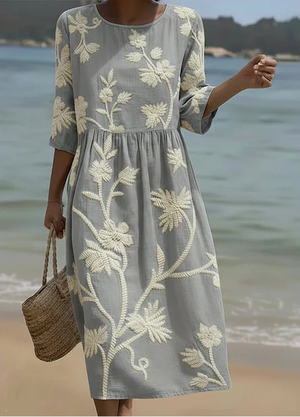 Ashley | Plant & Flower Print Midi Dress