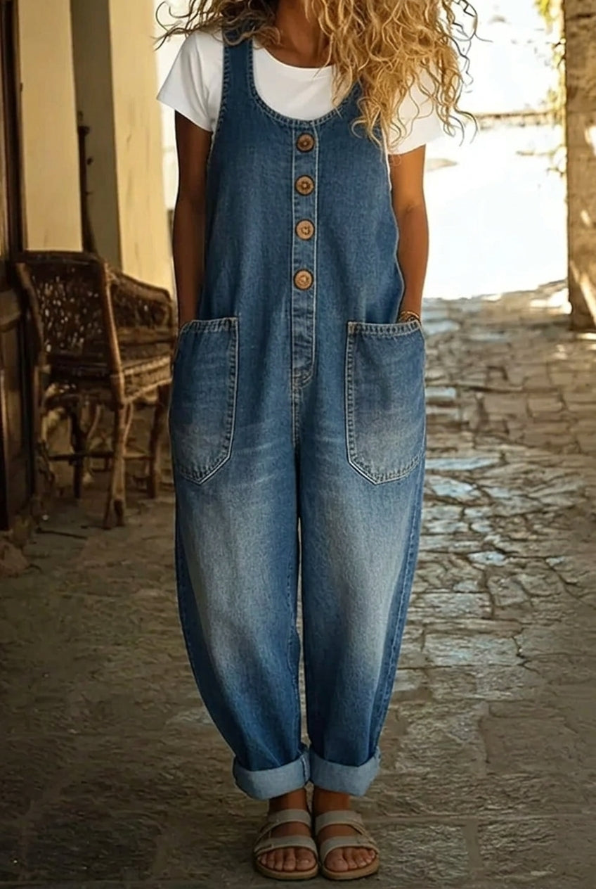 Lenna – Vintage Cotton Denim Jumpsuit