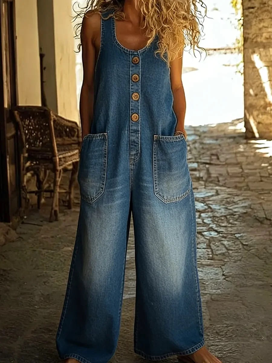 Lenna – Vintage Cotton Denim Jumpsuit